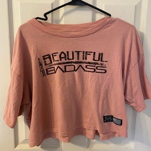 Grunt Style | Women’s Beautiful Badass Mauve Cropped Tee Size XL